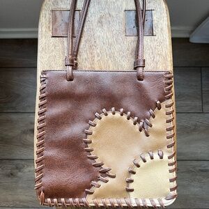 FAUX LEATHER PURSE WITH FLORAL DETAILING